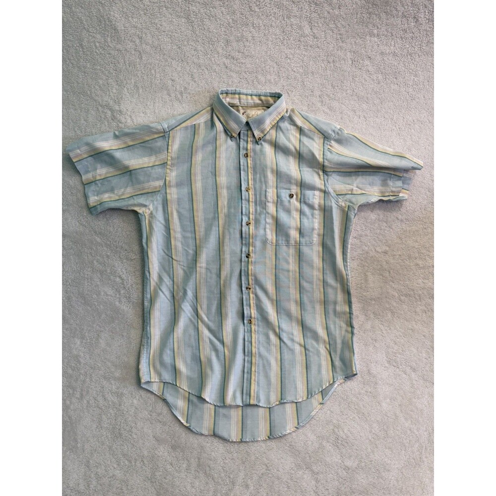 Vintage Arnold Palmer Shirt Men Medium Blue Plaid Short Sleeve Button Down USA